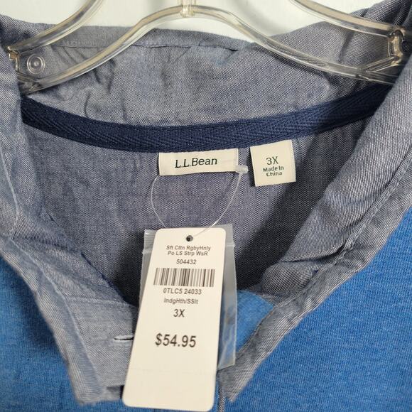L.L. Bean Women's Blue/White Stripes Henley Pullover Size 3X NWT 111725-1239 - Picture 3 of 7